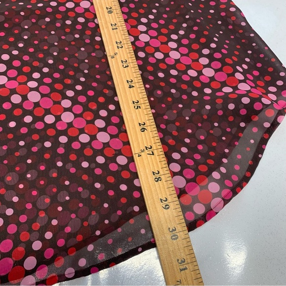 Venezia Blouse Woman 22/24 Button Up Pink Brown Polka Dot Long Sleeve Semi Sheer - Picture 9 of 9